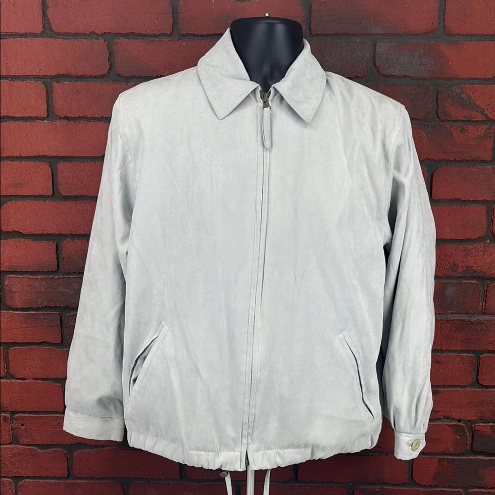 London Fog Jacket Mens Small Light Grey Suede